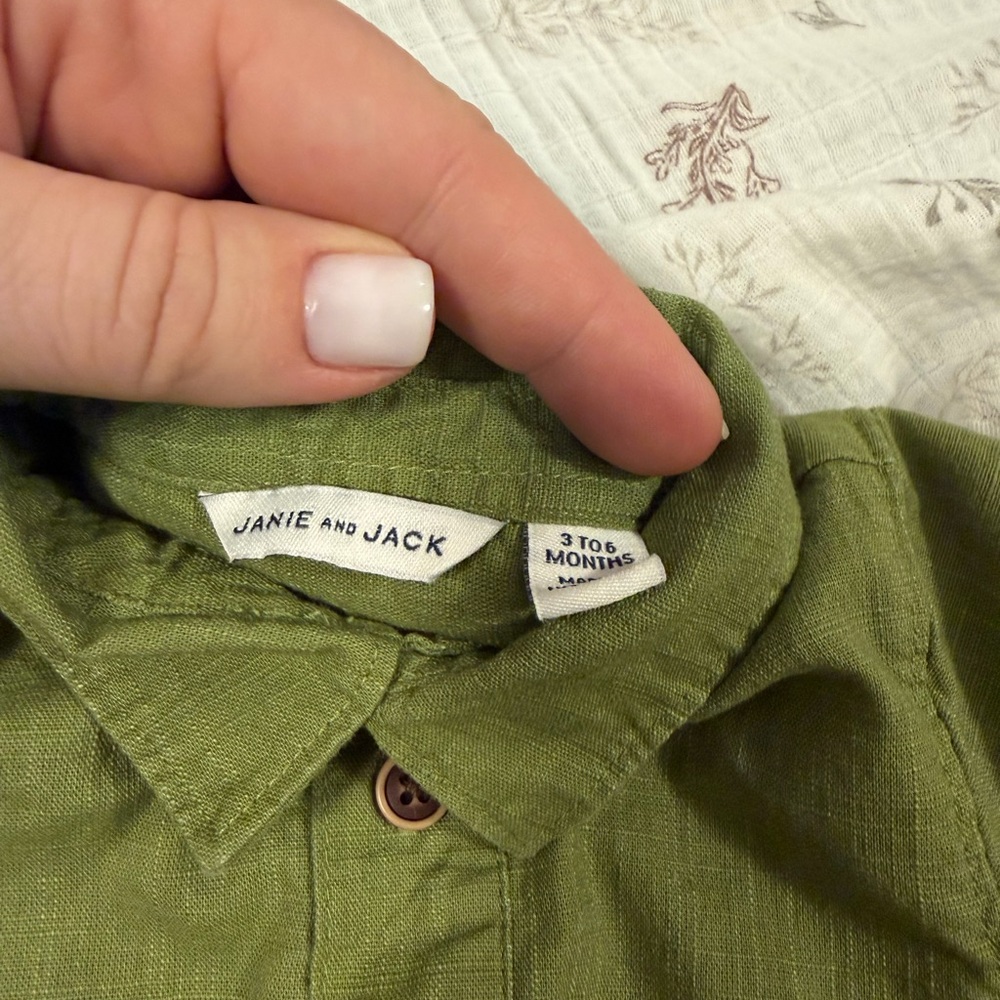 Janie and Jack Olive Green Kids Romper - Picture 5 of 8